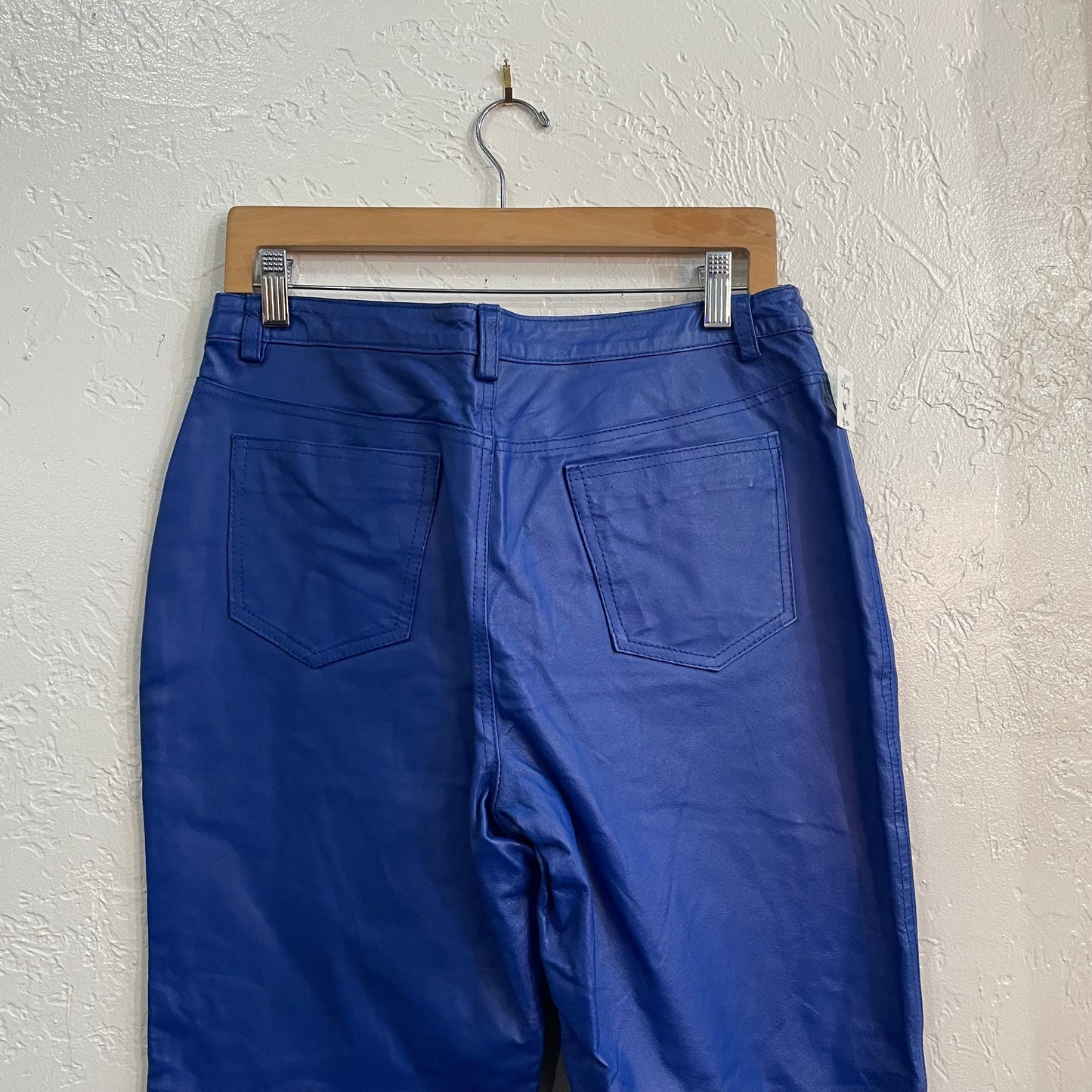 Blue Leather Low Cut Bootcut Pants 2000’s | Size 12