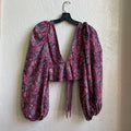 Paisley Ballon Sleeve Tie Top | Medium