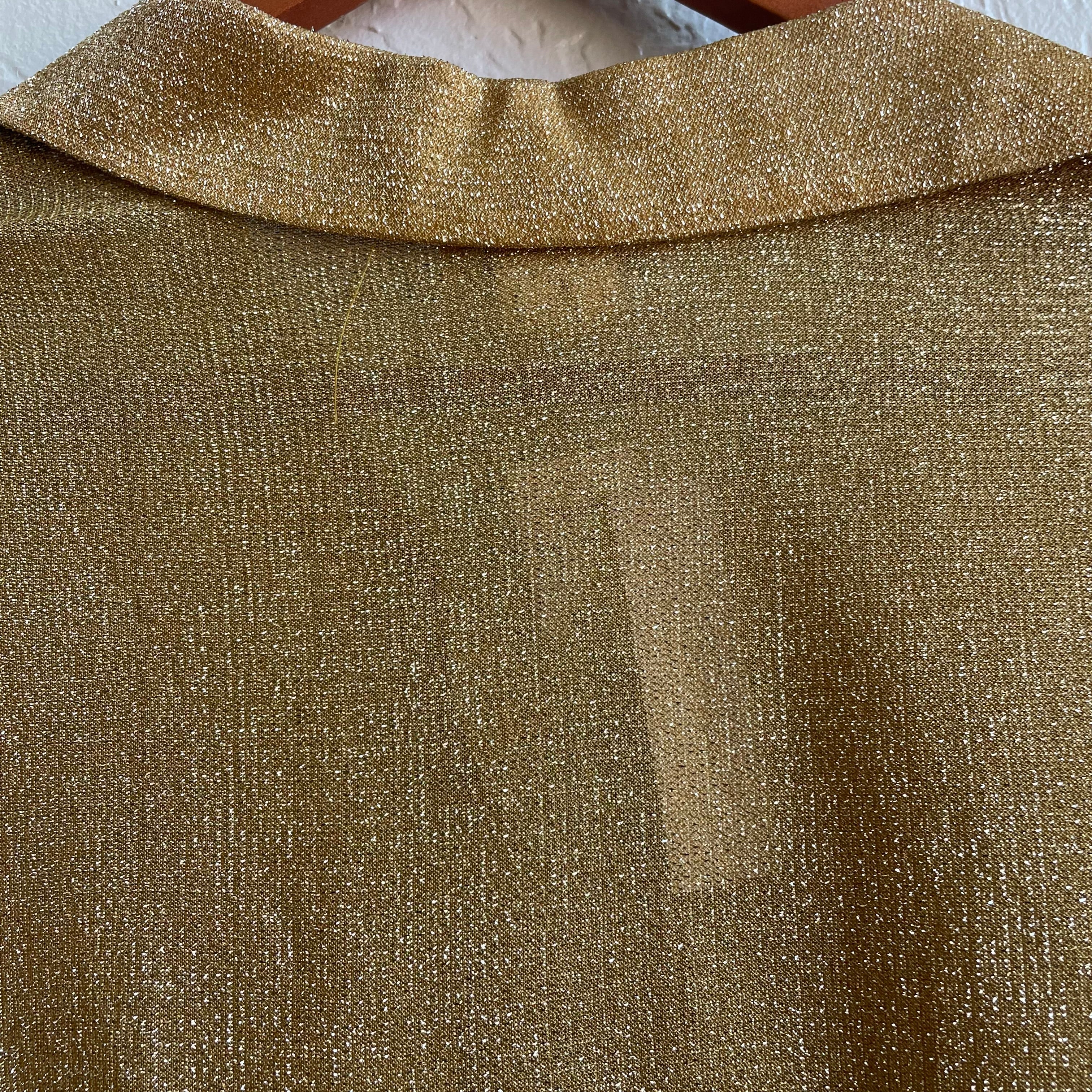 Vintage Gold Metallic Lame Shirt | Medium