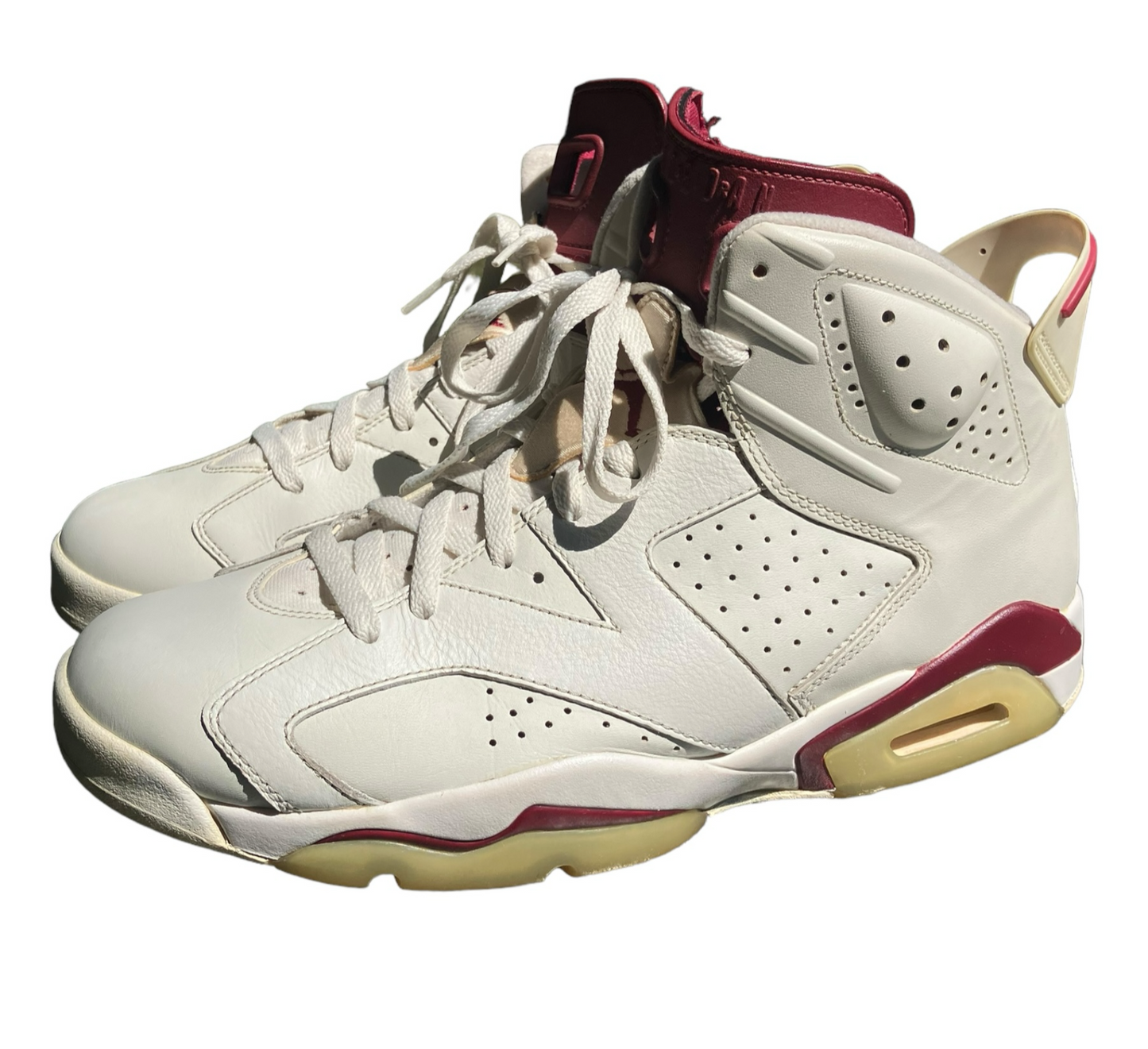 NIKE AIR JORDAN VI 6 RETRO SIZE 12 OFF WHITE MAROON