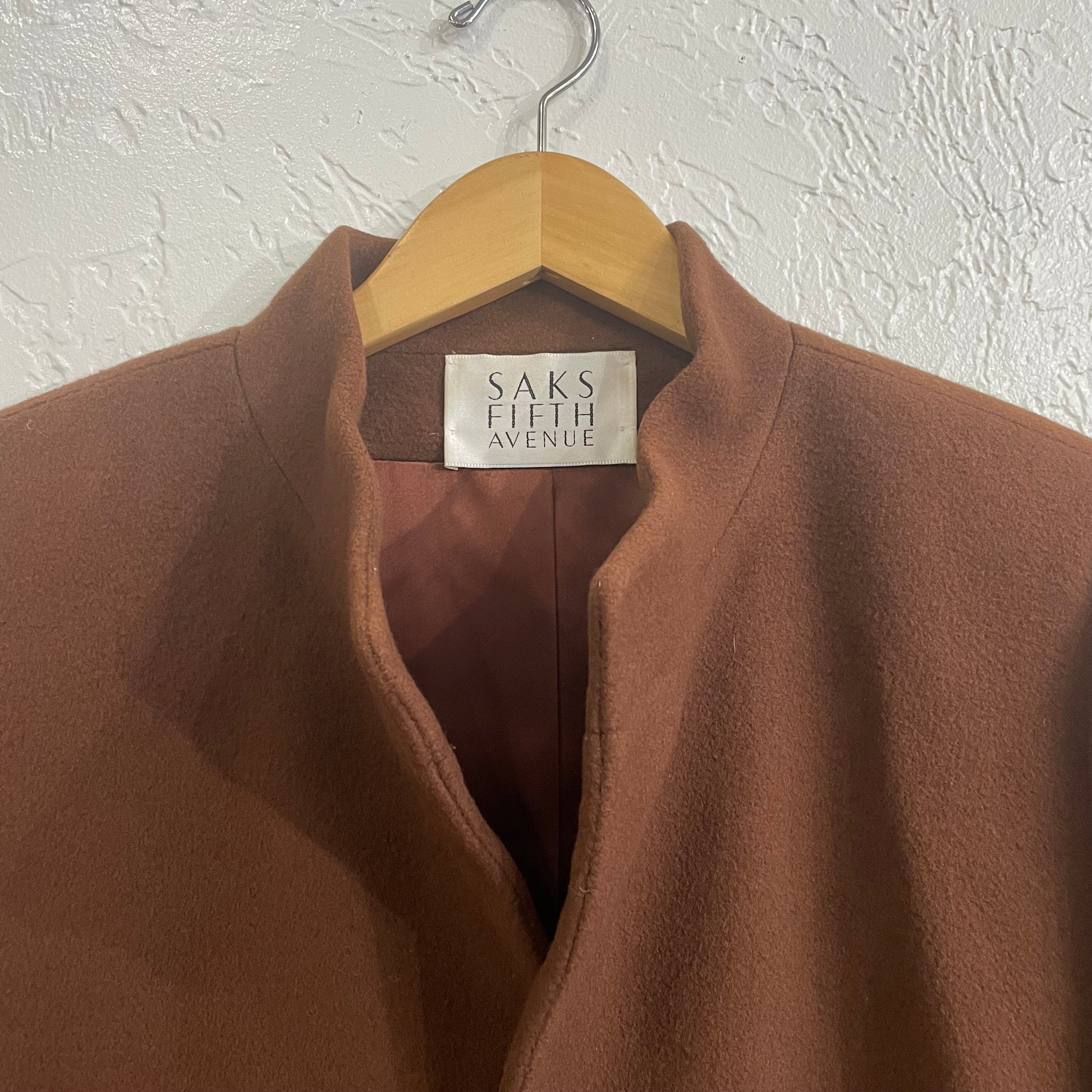 Saks 5th Avenue Cashmere and Fox Cuff Coat Vintage 1980s | Medium