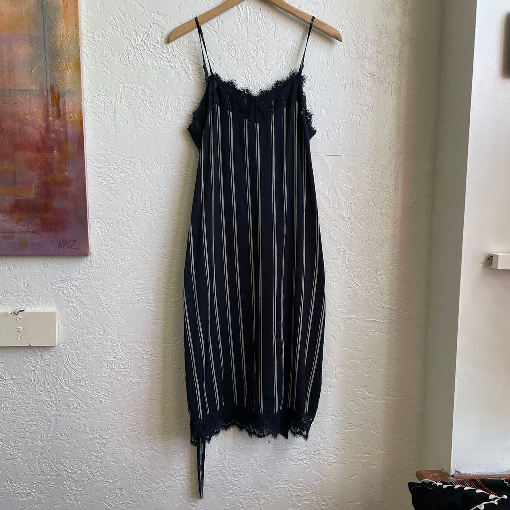 Black Slip Stripes Dress | Medium