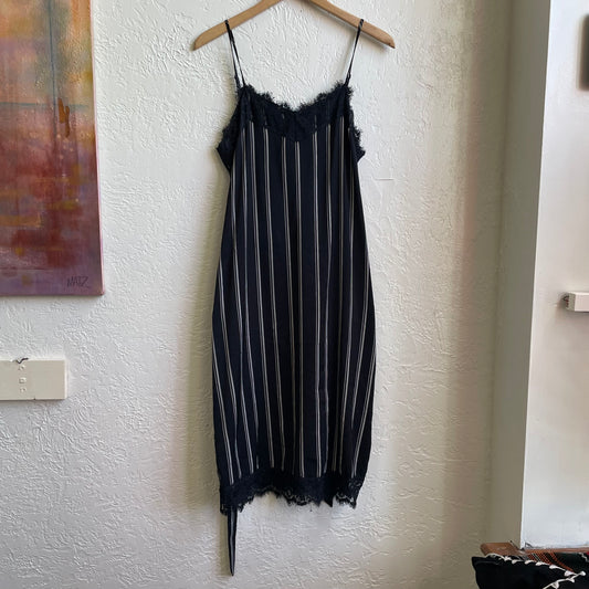 Black Slip Stripes Dress | Medium