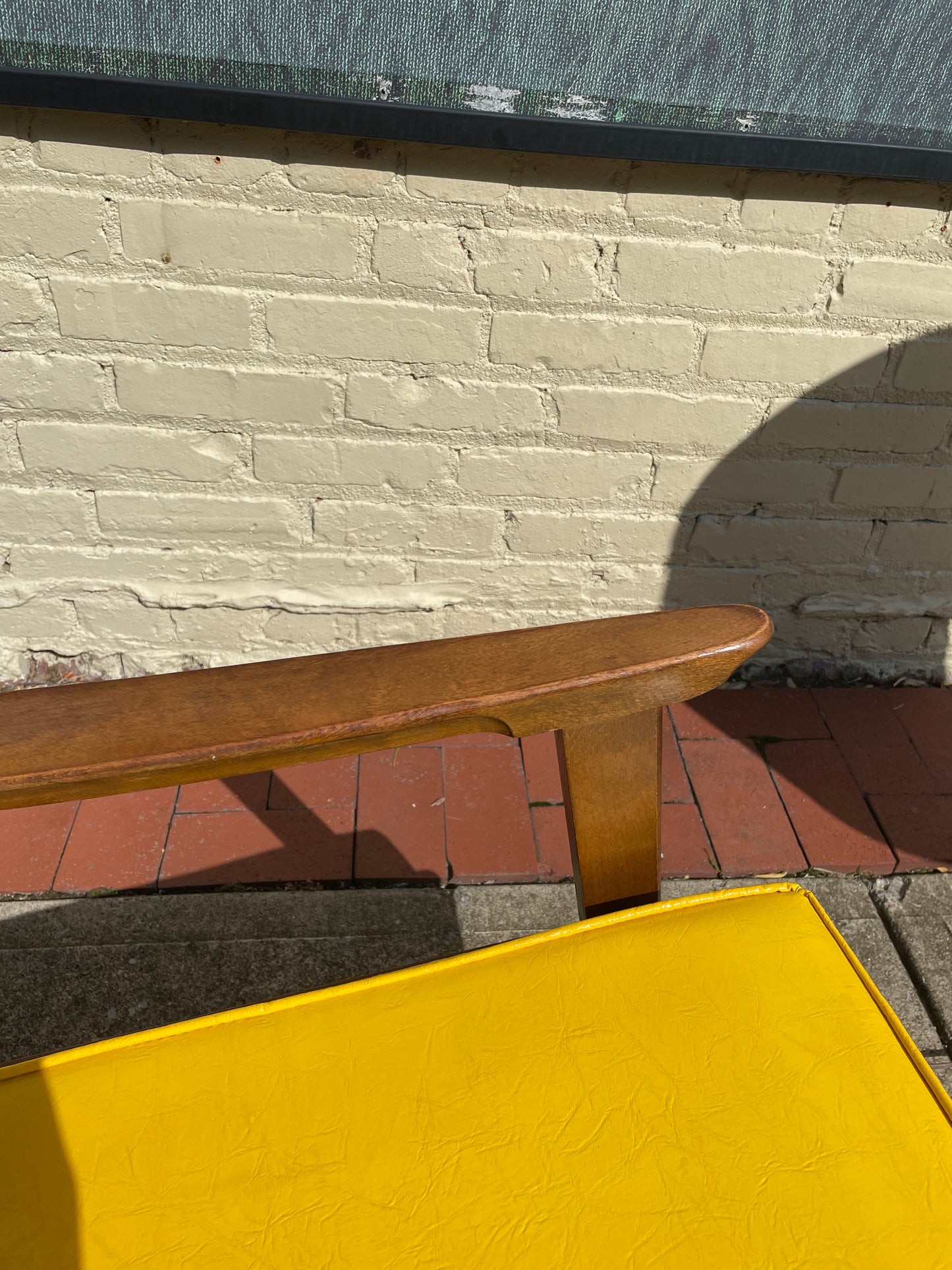 Mid-Century Yellow Vinyl Cushion Lounge Chair