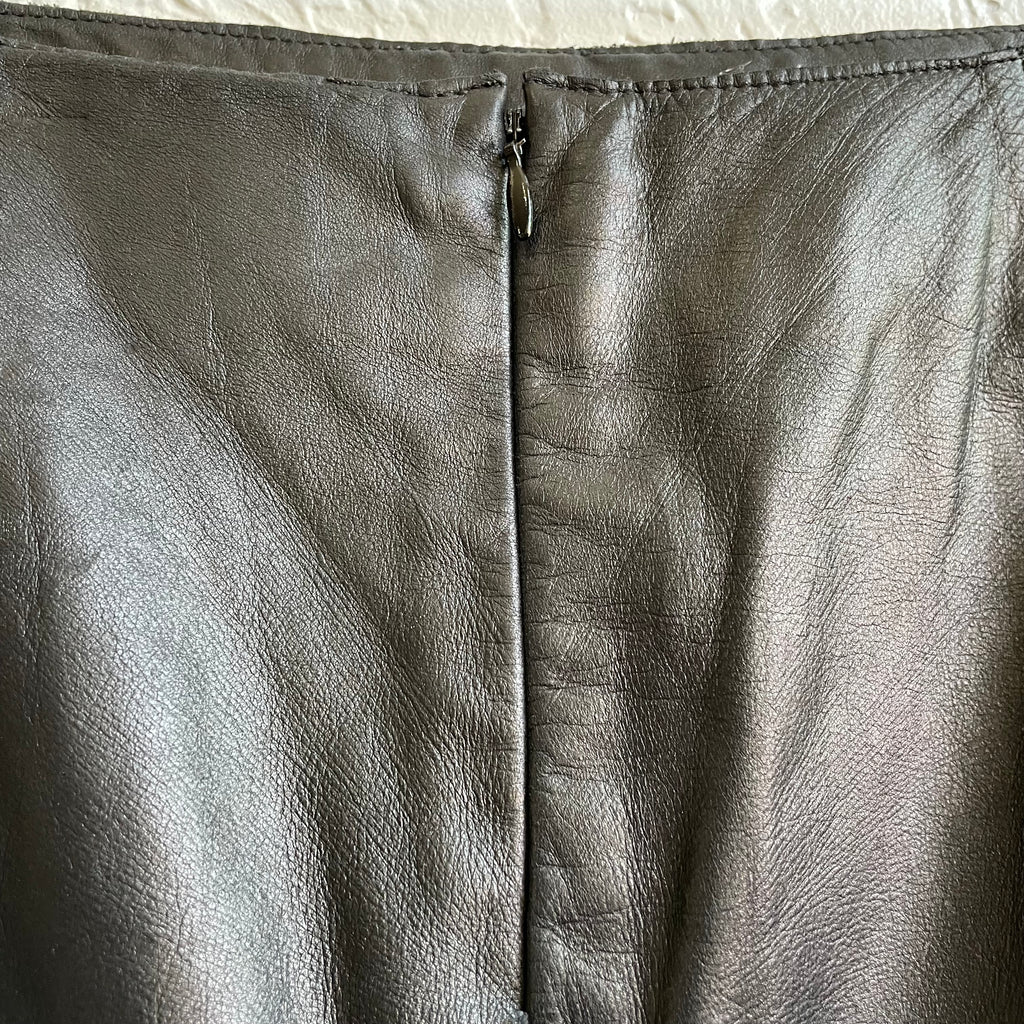 Black Kenneth Cole Leather Midi Skirt | XS