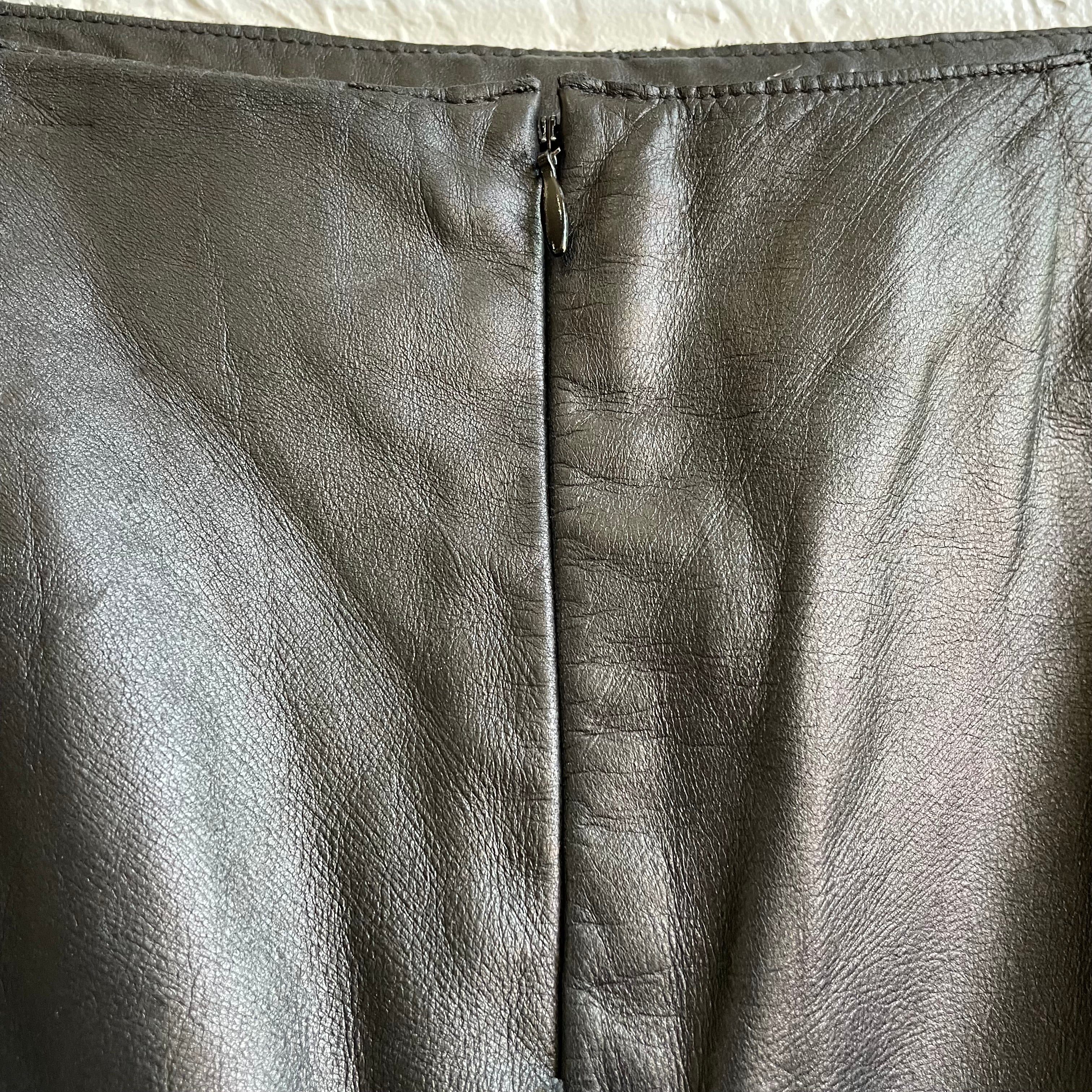 Black Kenneth Cole Leather Midi Skirt | XS