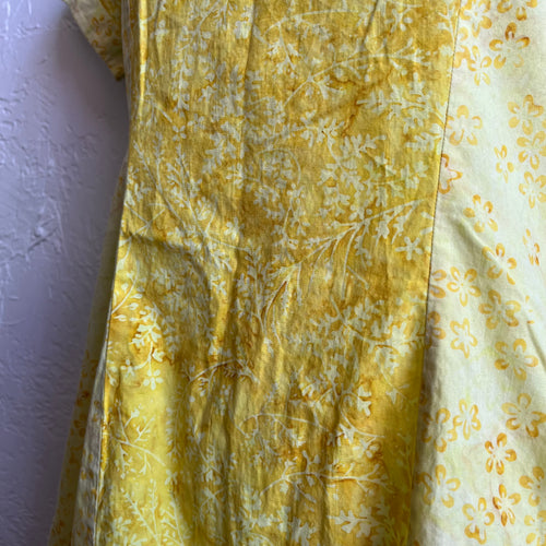 60's Mod Butter Yellow Floral Midi Dress | Petite Small