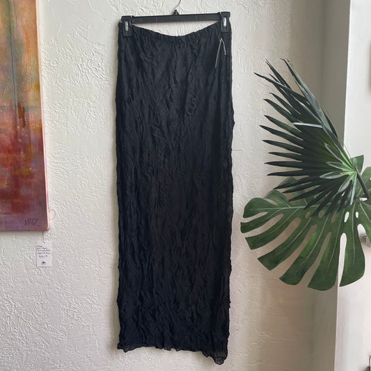 Crinkled Mesh Maxi Skirt | Medium