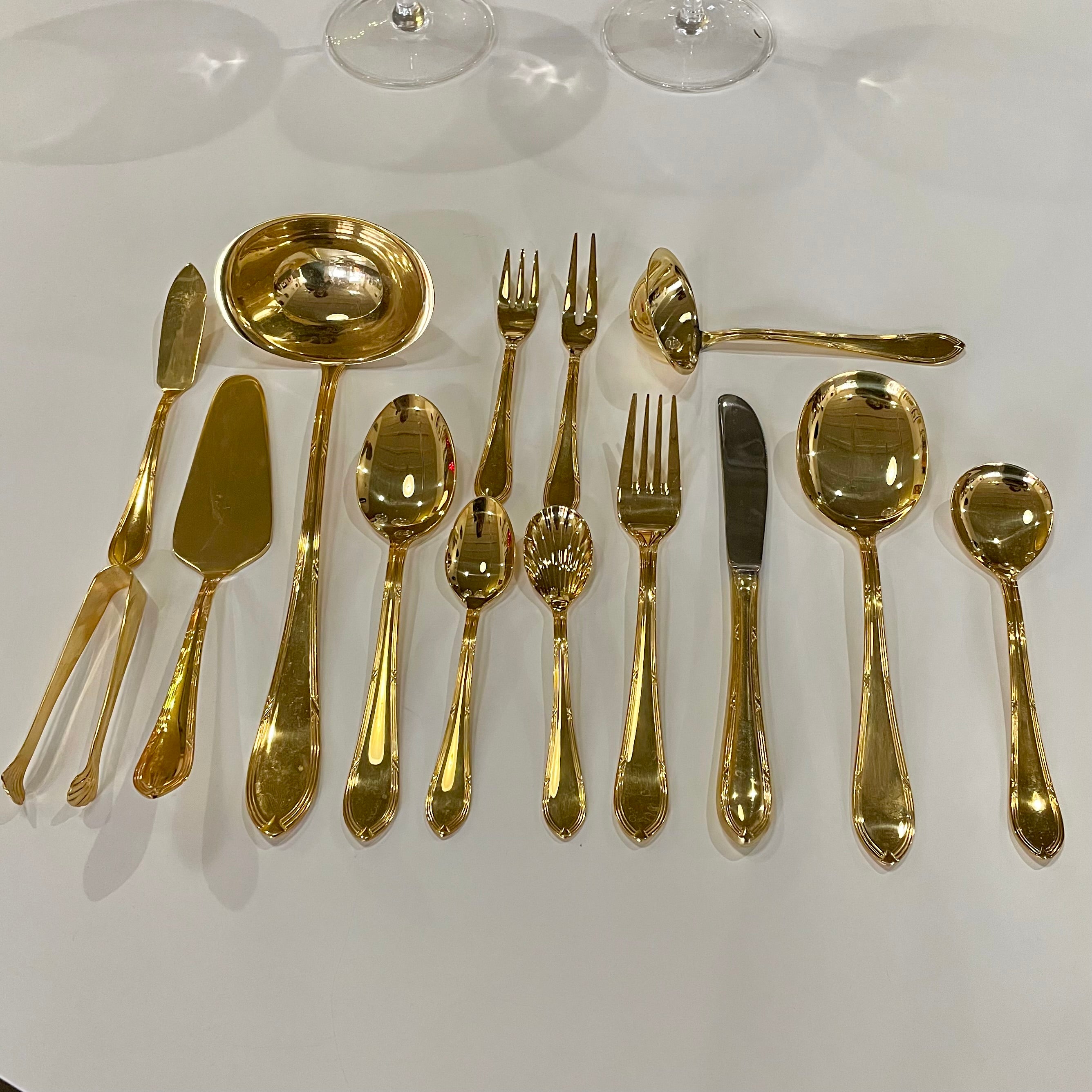Gold Plated 70 pc. Flatware Set by Bestecke Solingen W. Germany