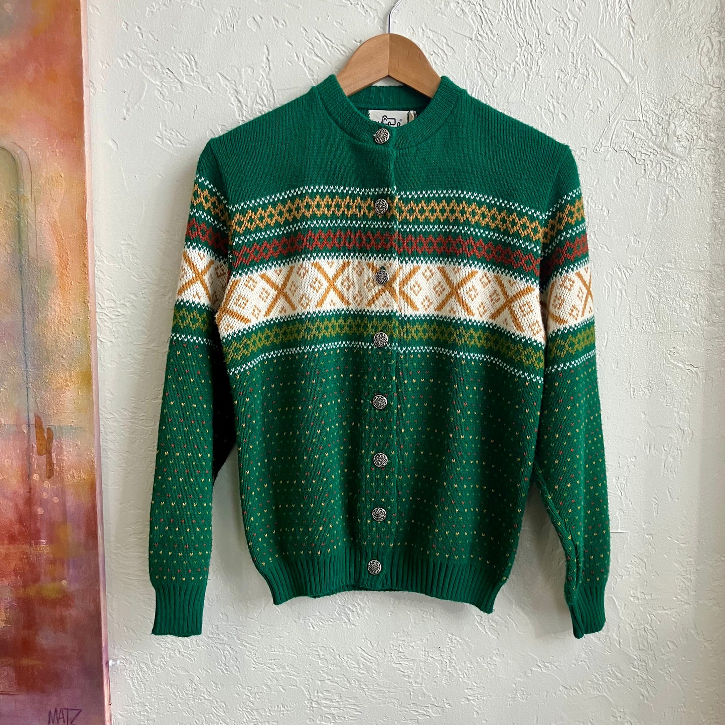 Woolrich Green Knit Cardigan Sweater | Medium-Small