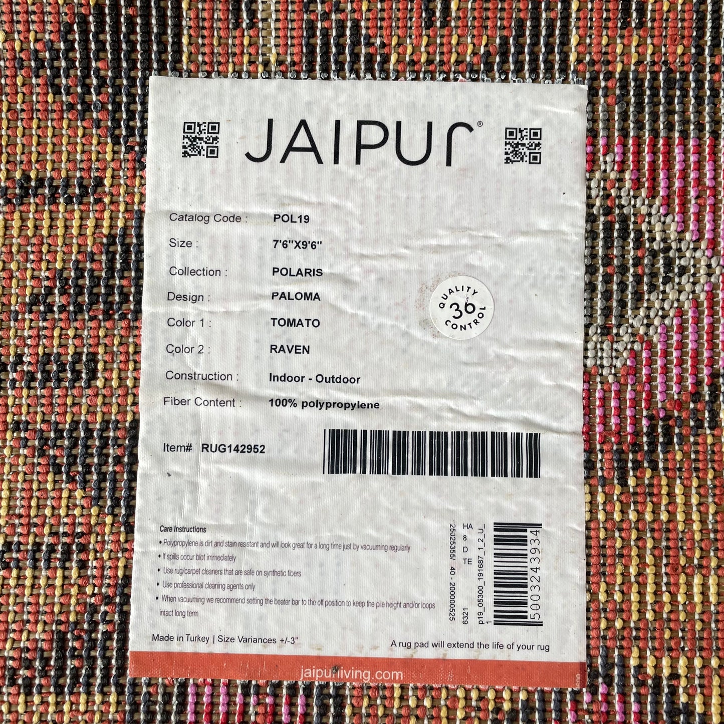 Jaipur Poloma Indoor/Outdoor Tribal Red Area Rug 7' 6" x 9' 6"