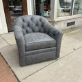 Smith Brothers Leather Swivel Barrel Armchair