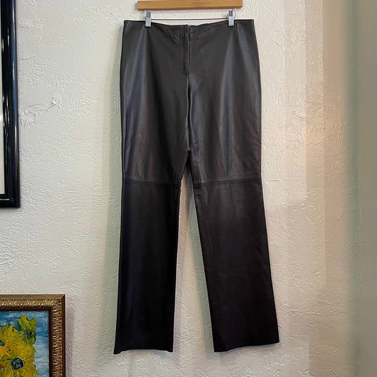 Adrienne Vittadini Deep Brown Leather Pants 2000’s | Size 12