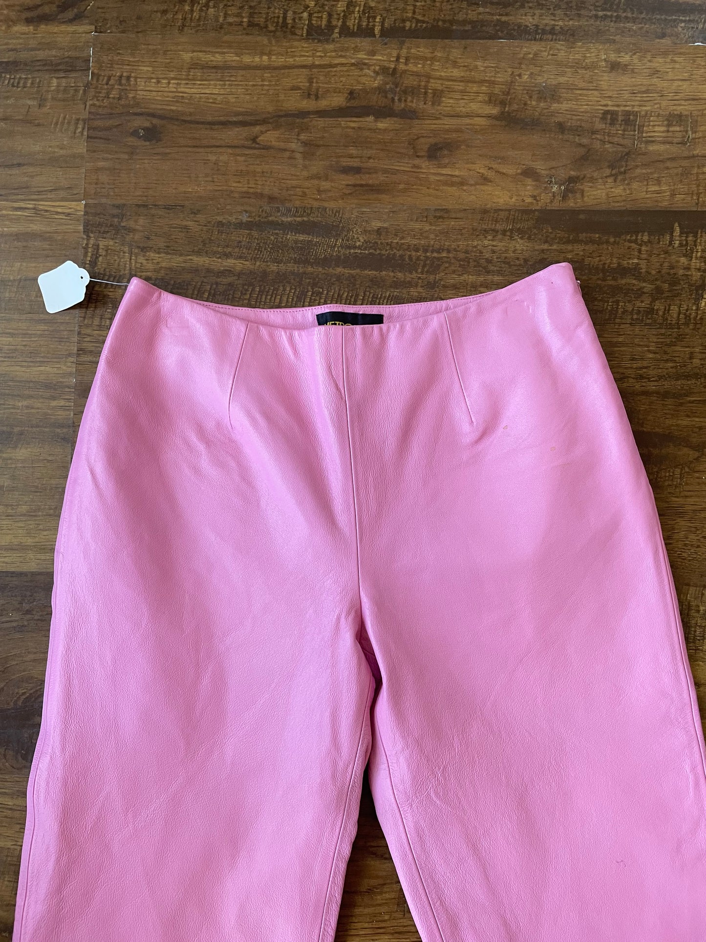 Y2K Pink Leather Capris with Knit Detail size 6