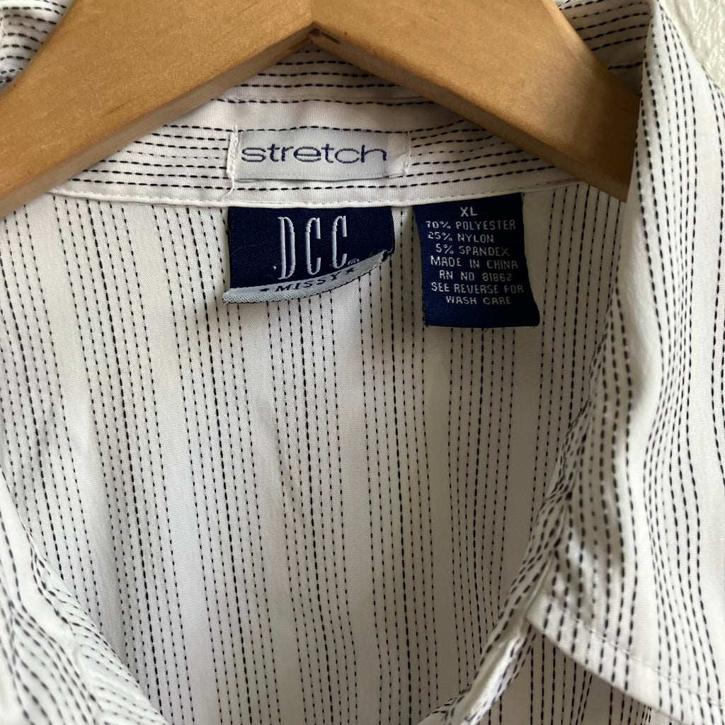 Y2K White Striped Zip Up | XL