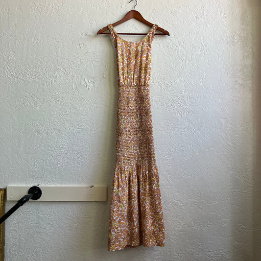 Floral Orange & Yellow Maxi Dress | Medium