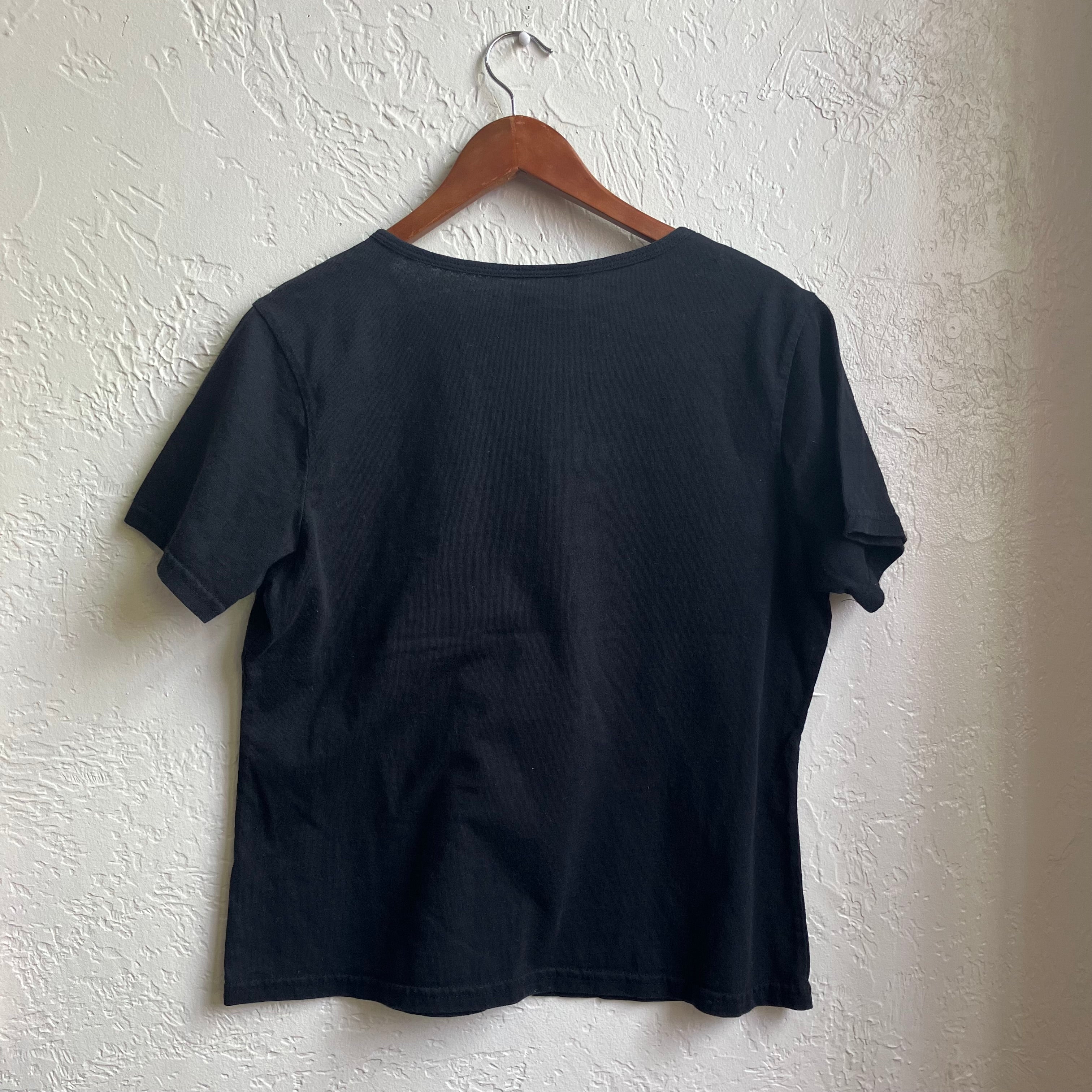 Black Rhinestone  V Neck | XL