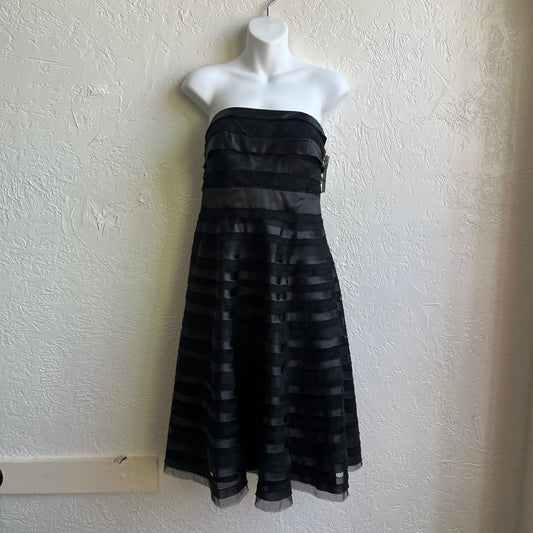 Satin Black & Lace Striped Dress | Medium 6