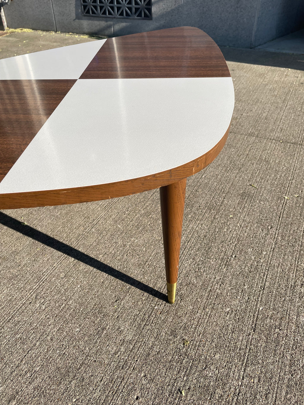 Mid-Century Modern Laminate White Checkered Coffee Table 1960's