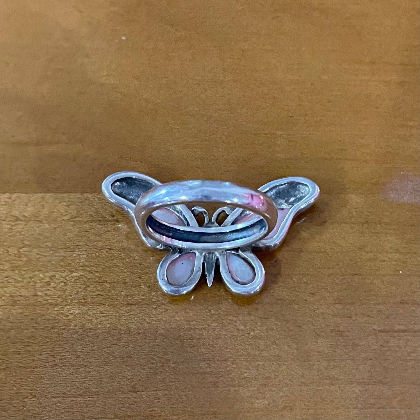 Pink Butterfly Sterling Silver Ring | Size 9.5