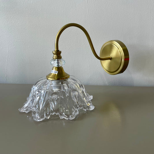 Glass Flower Brush Brass Wall Sconce