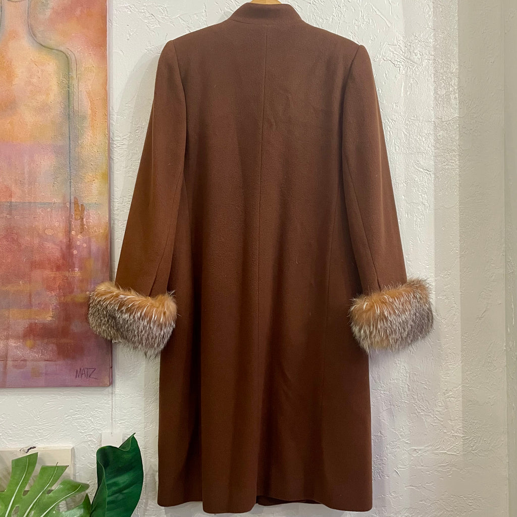 Saks 5th Avenue Cashmere and Fox Cuff Coat Vintage 1980s | Medium