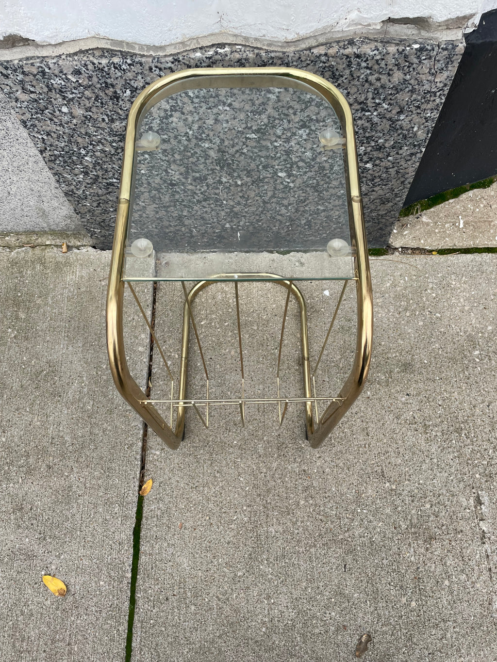 Brass Mid-Century End Table w/ Glass Top