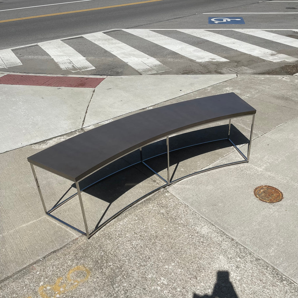 Classic Curved Sofa Table in Grey by Thayer Coggin Designed by Milo Baughman