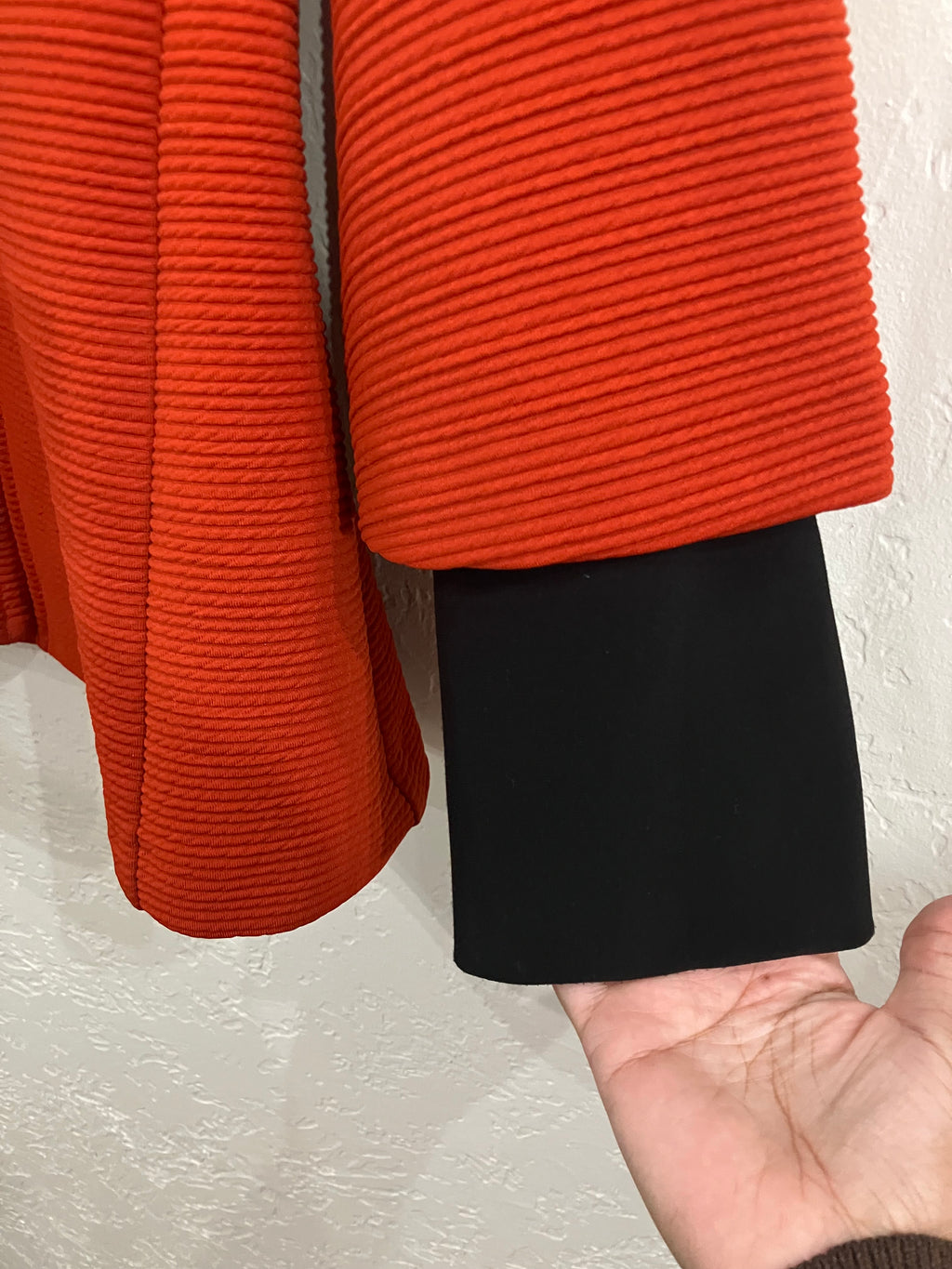 Joseph Ribkoff Burnt Orange & Black Ribbed Chunky Button Jacket Coat | Small