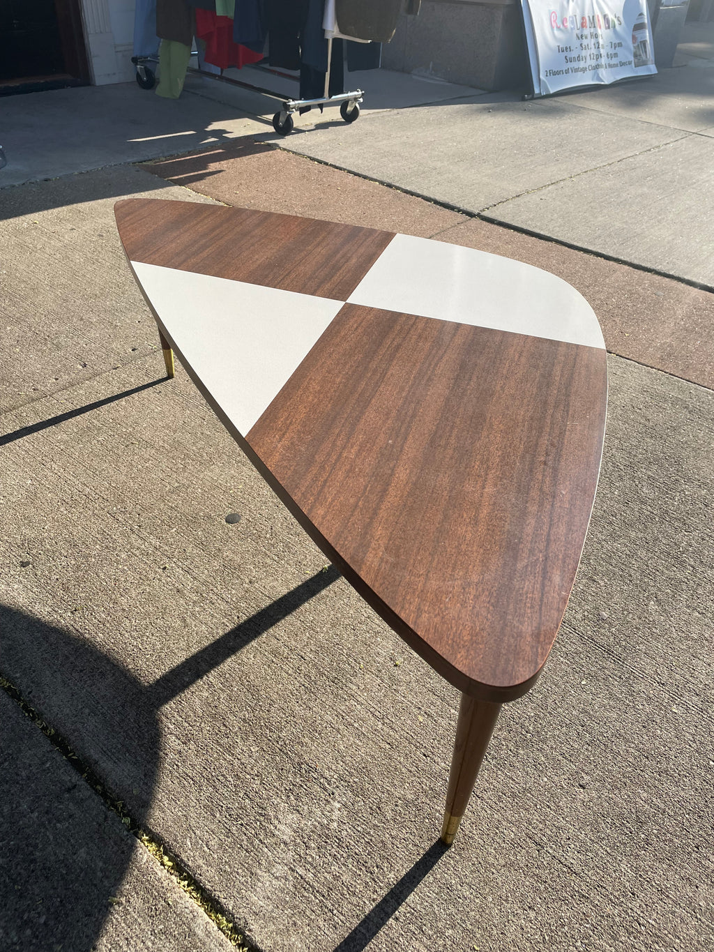 Mid-Century Modern Laminate White Checkered Coffee Table 1960's