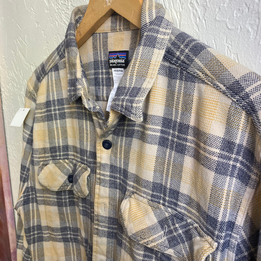 Yellow Blue Plaid Patagonia Flannel | Size M