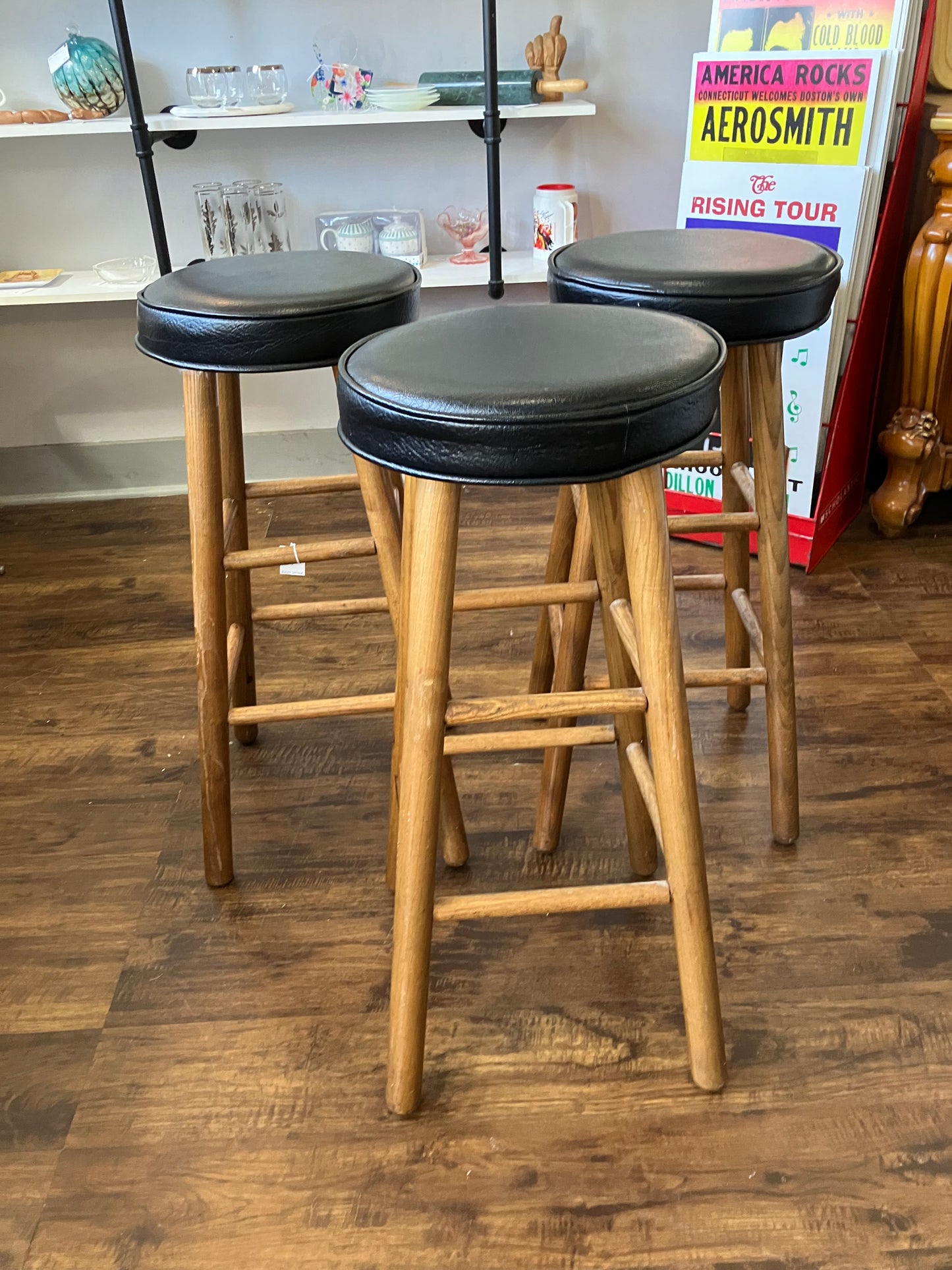 Leather Seat Bar Stools Set of 3