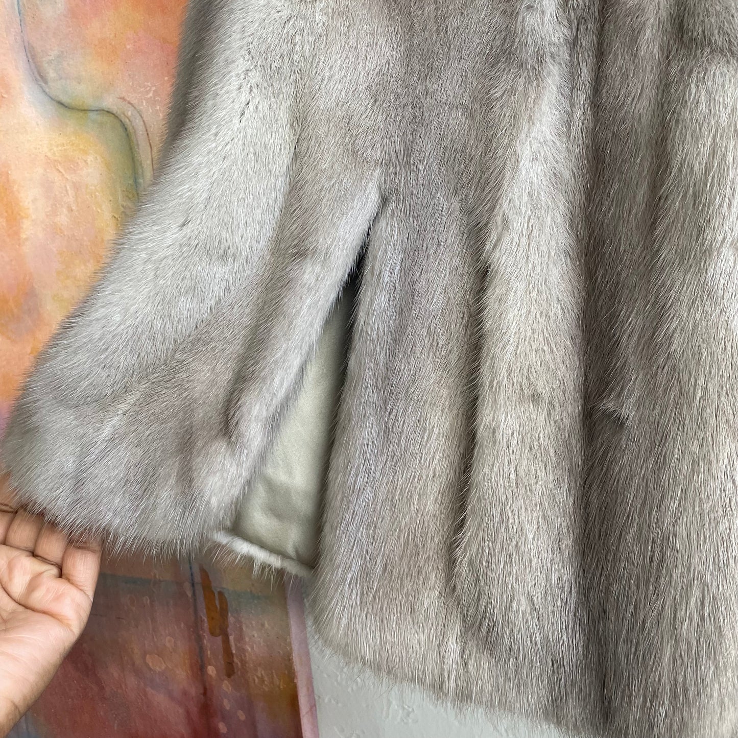 Grey Short Mink Fur 1960's | Large