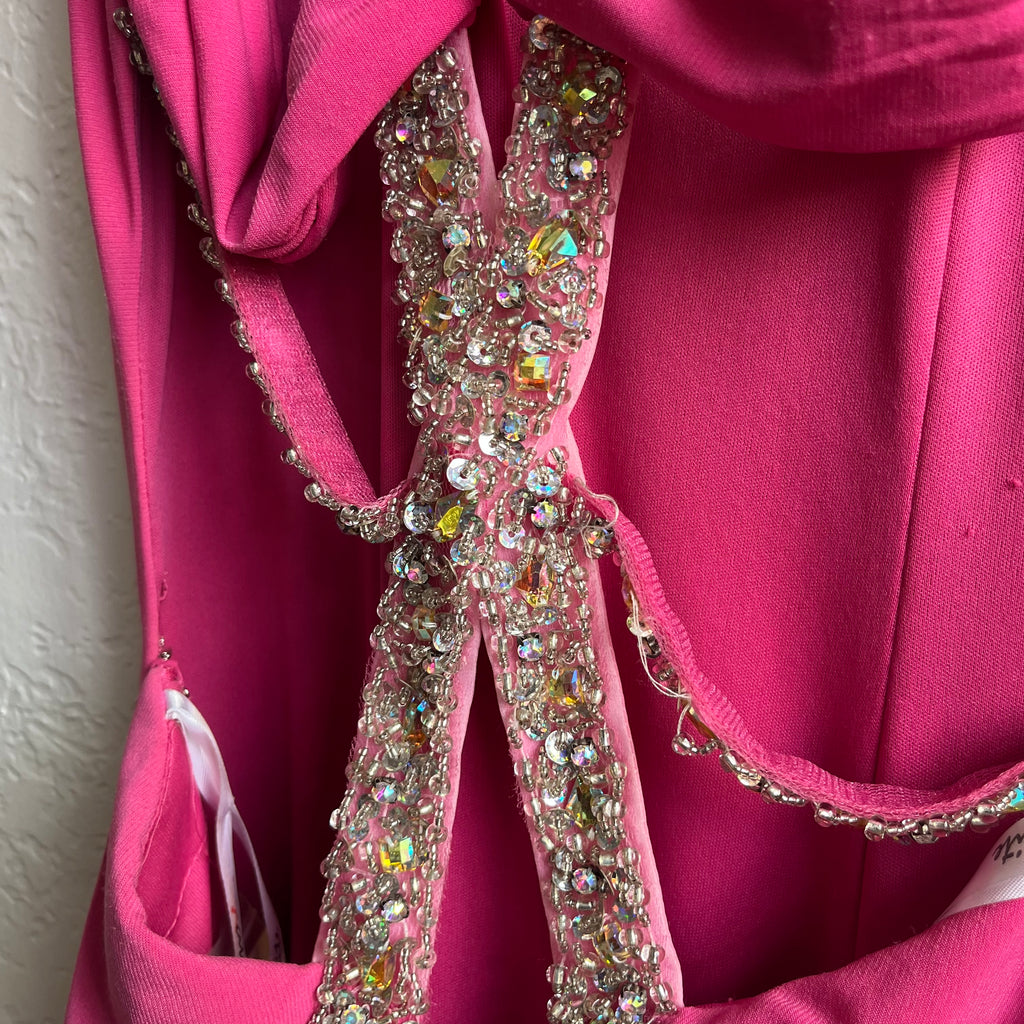 Pink Y2K Cross Rhinestone Maxi Dress | Medium