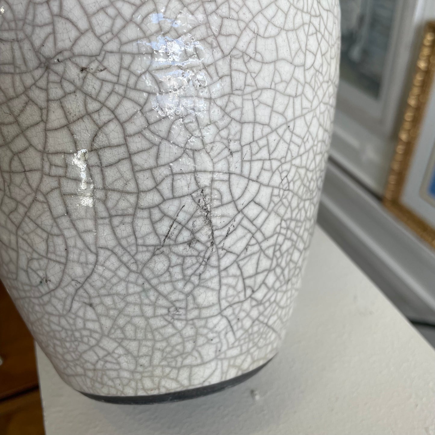 Raku Crackle Glaze Vase Signed 12" 1990