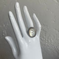 White Shell Silver Tone Ring Size 9