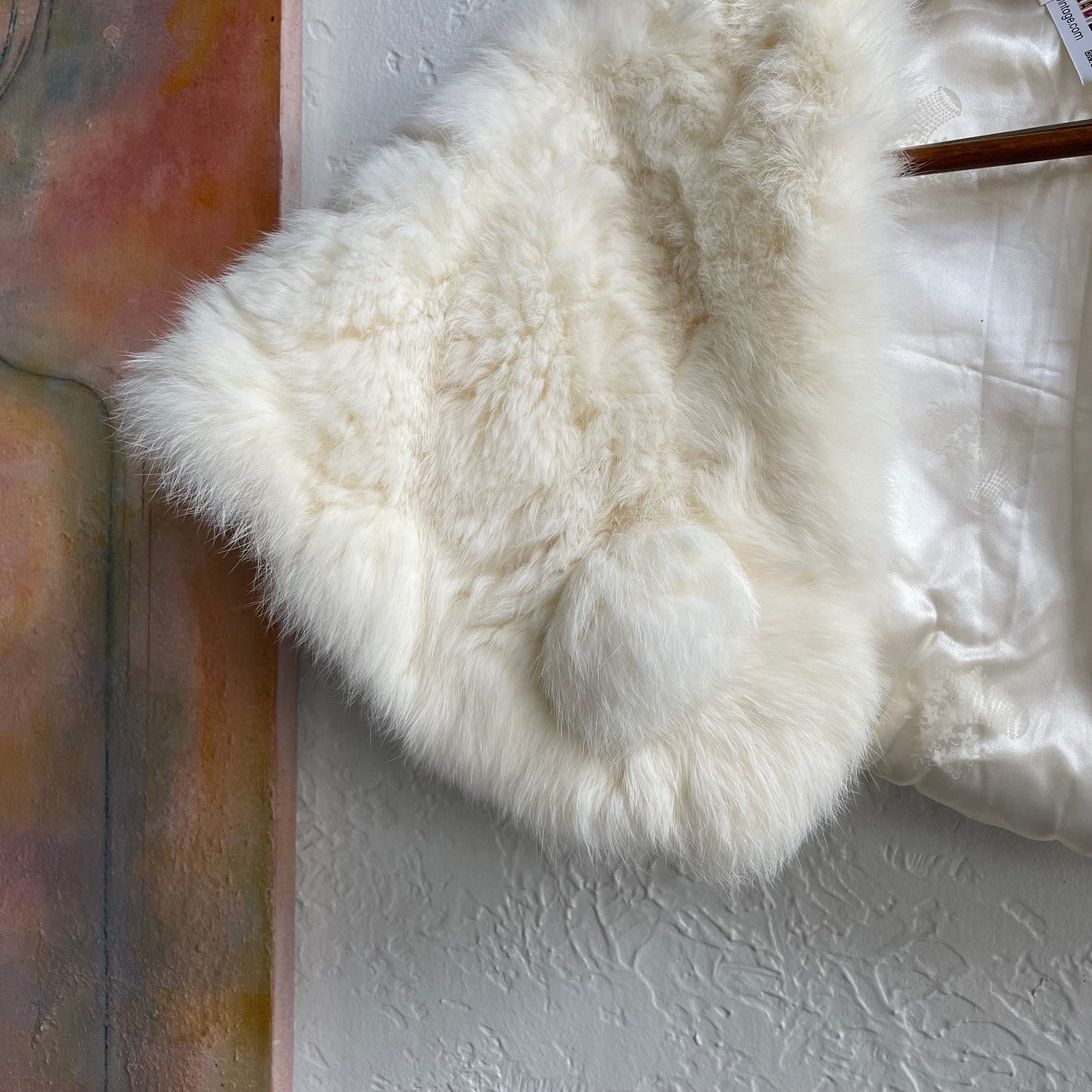 Cream Rabbit Fur Shawl Vintage | One Size