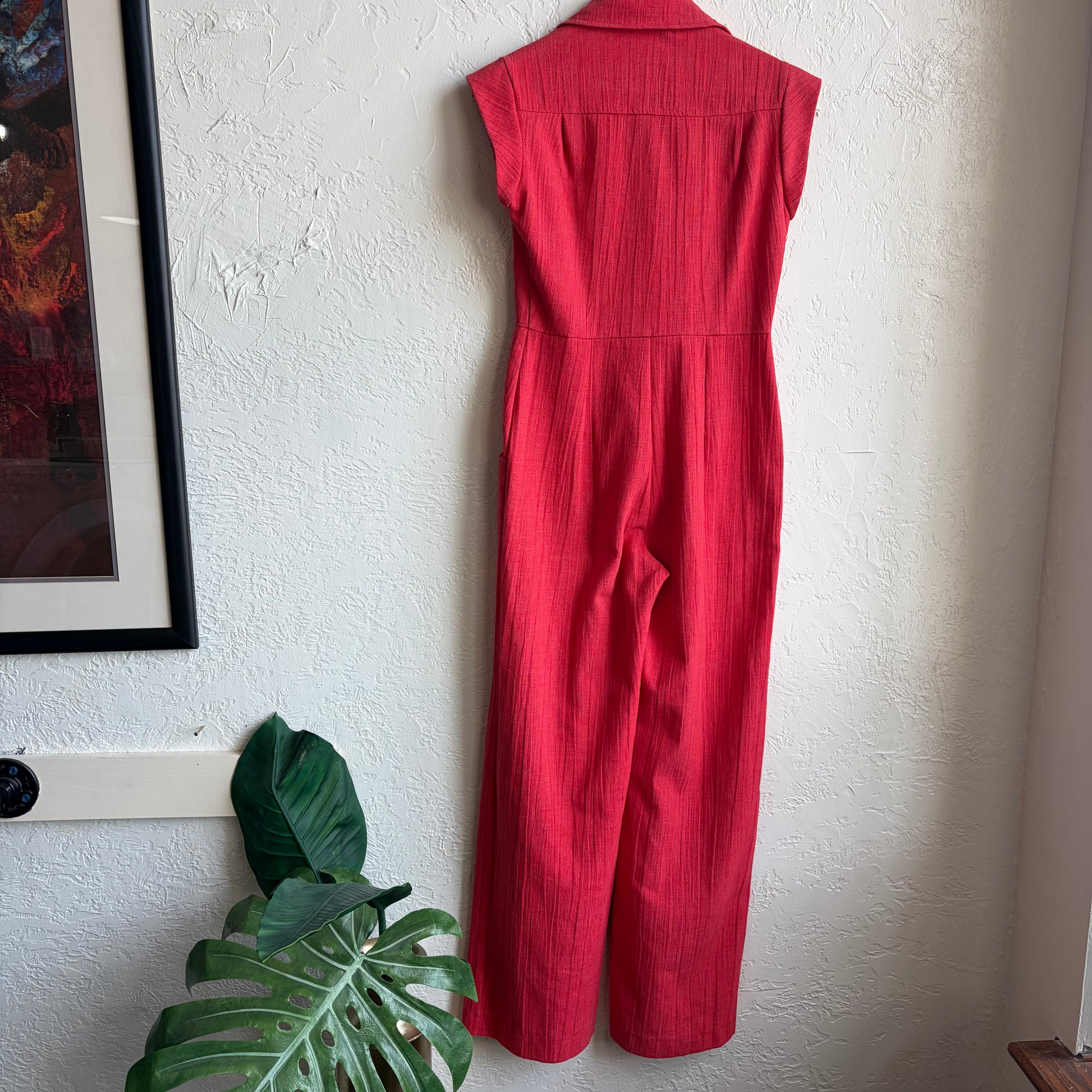 Coral 1970s Flare Jumpsuit | Small