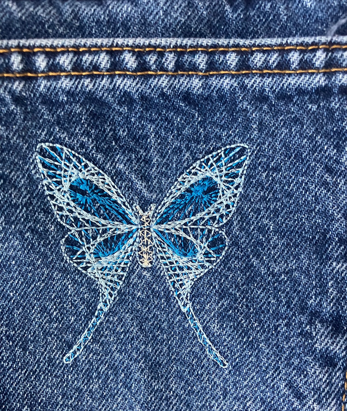 90s Zana Di Butterfly Embroidered Flared Jeans Size 11