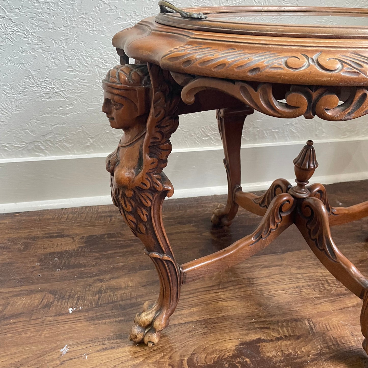 Antique 20th Century Wood Carved French Baroque Tea Tray Table