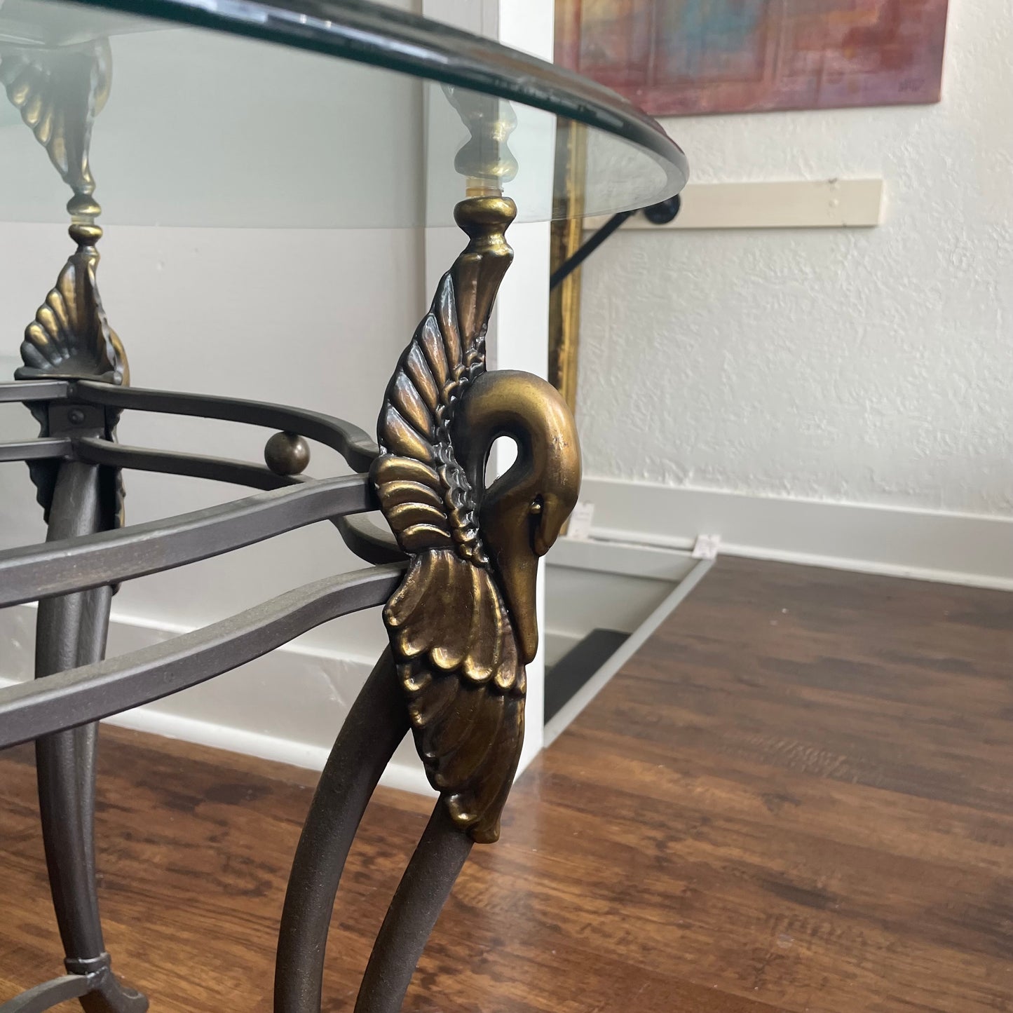 3 Piece Wrought Iron Swan Coffee Table Set