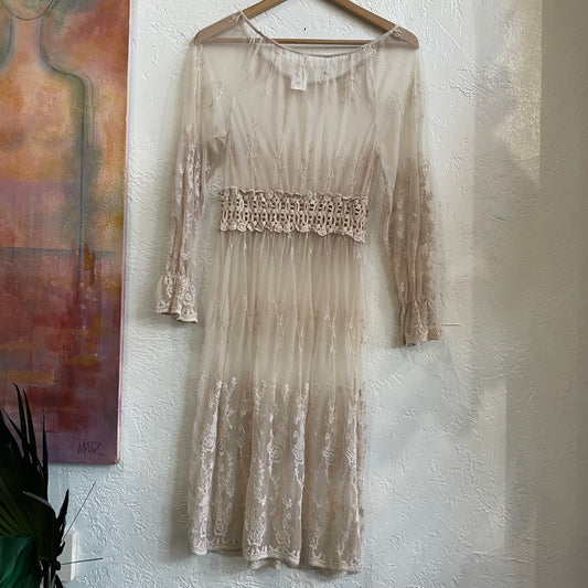 Mesh Lace Long Sleeve Dress | Medium