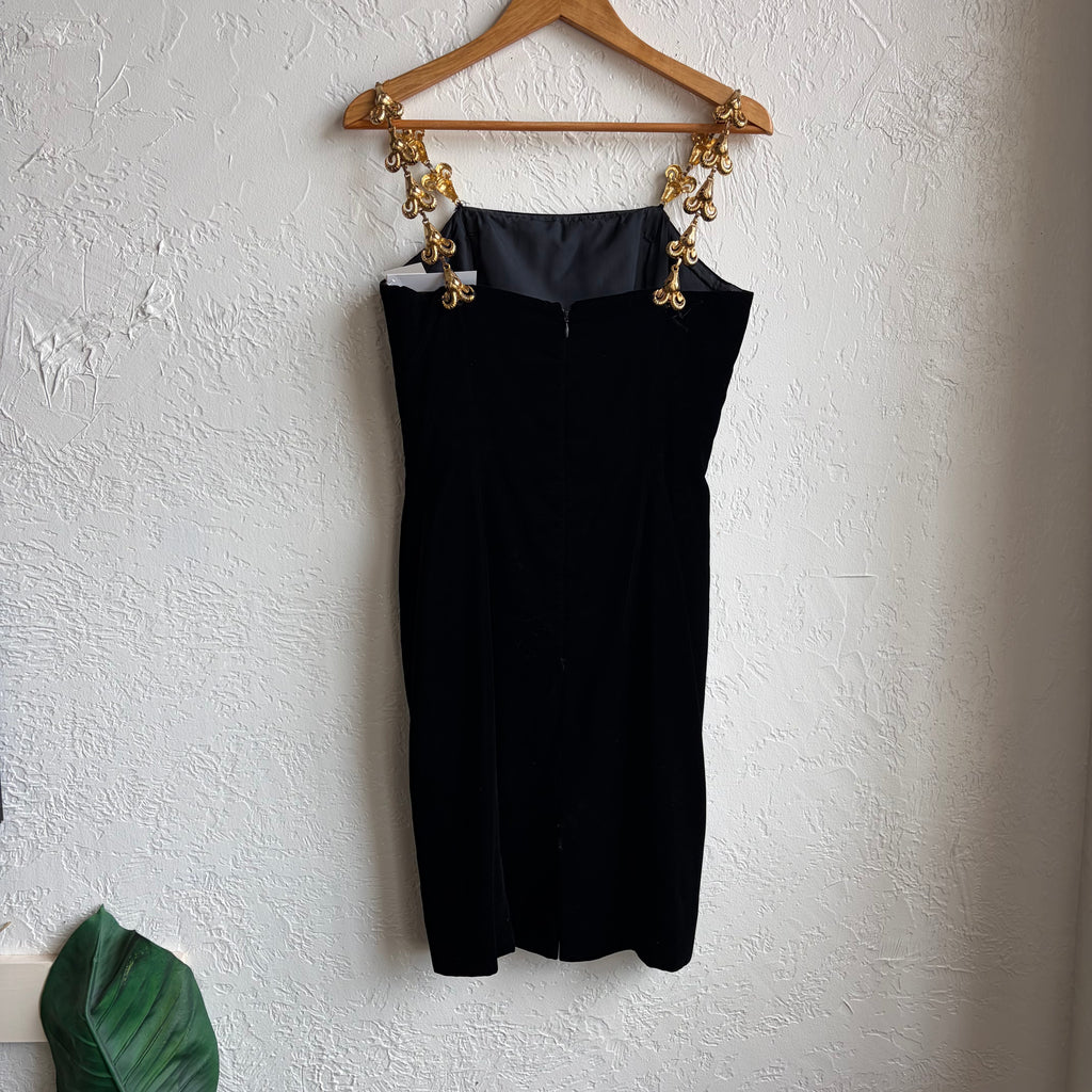 Velvet Mini Dress with Ram Straps Albert Nipon | 10 Medium