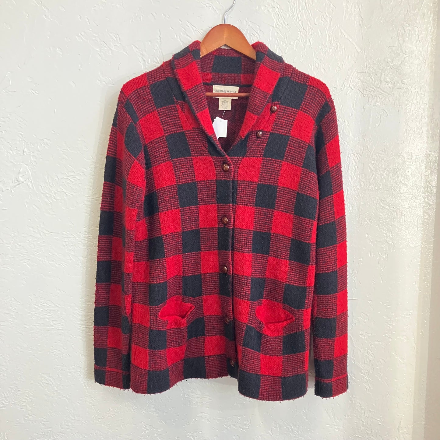 Denim & Supply Ralph Lauren Plaid Red Sweater | Medium