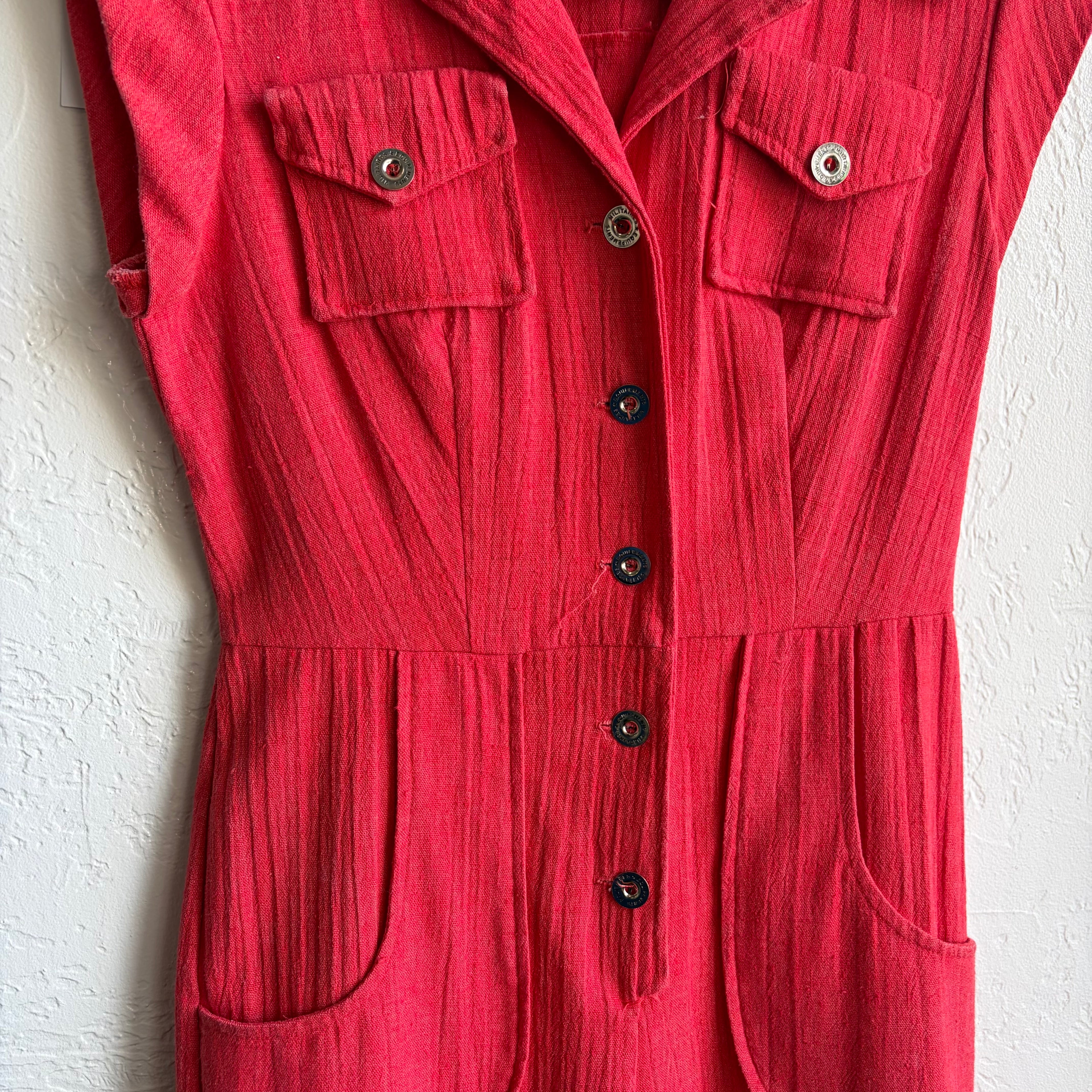 Coral 1970s Flare Jumpsuit | Small