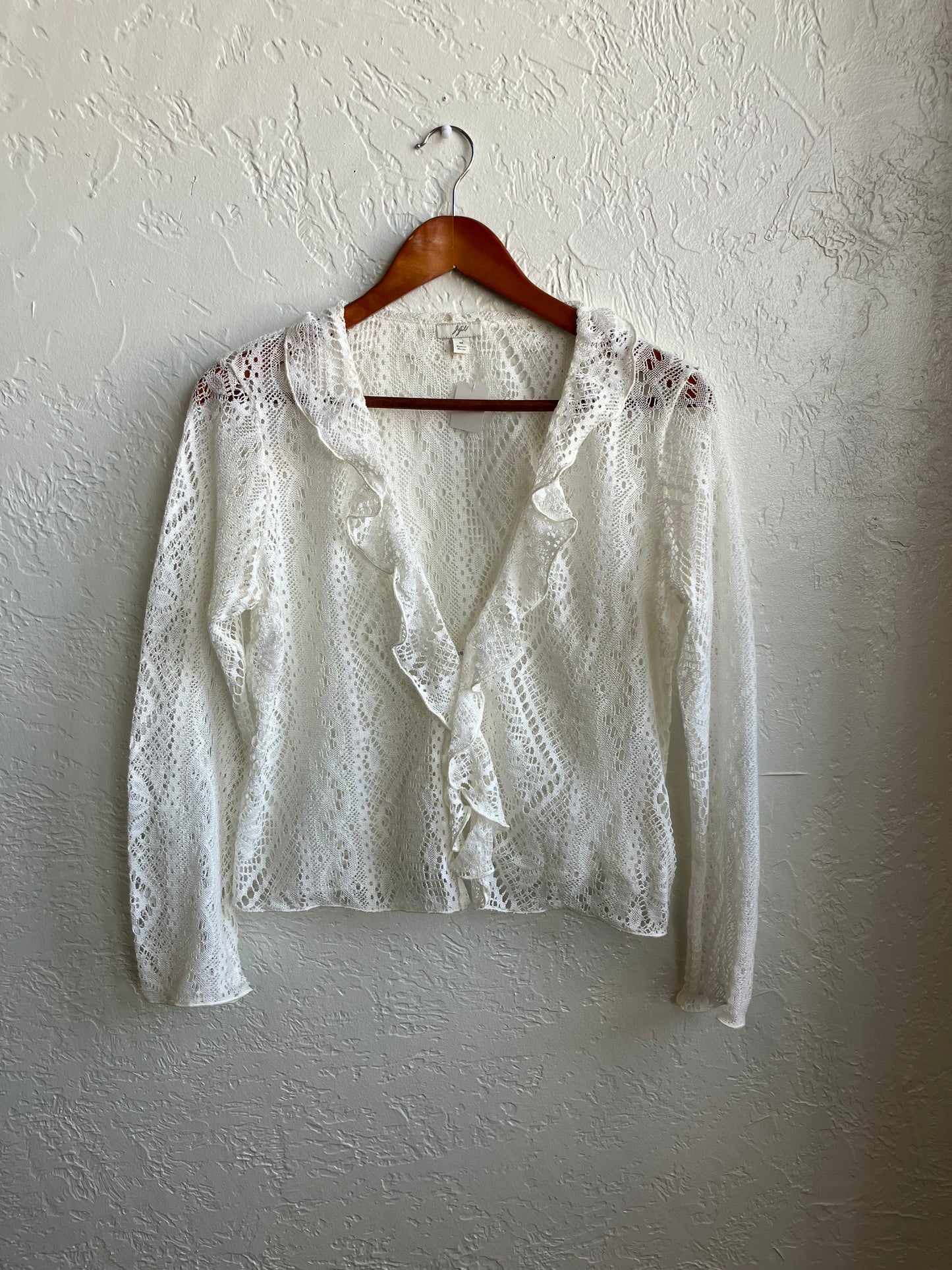 White Floral Lace Blouse Medium