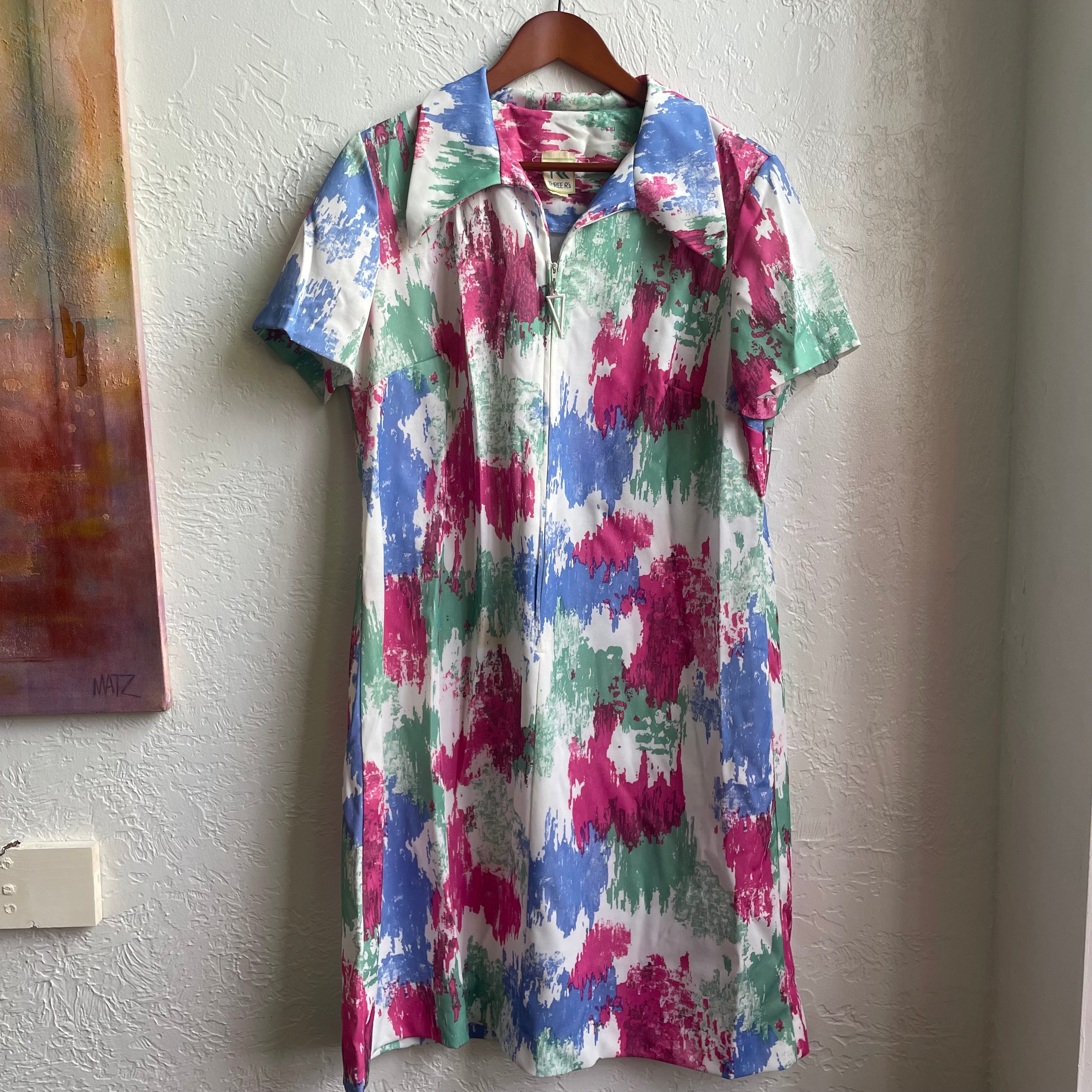 Multi Color Vintage Maxi Dress | Large