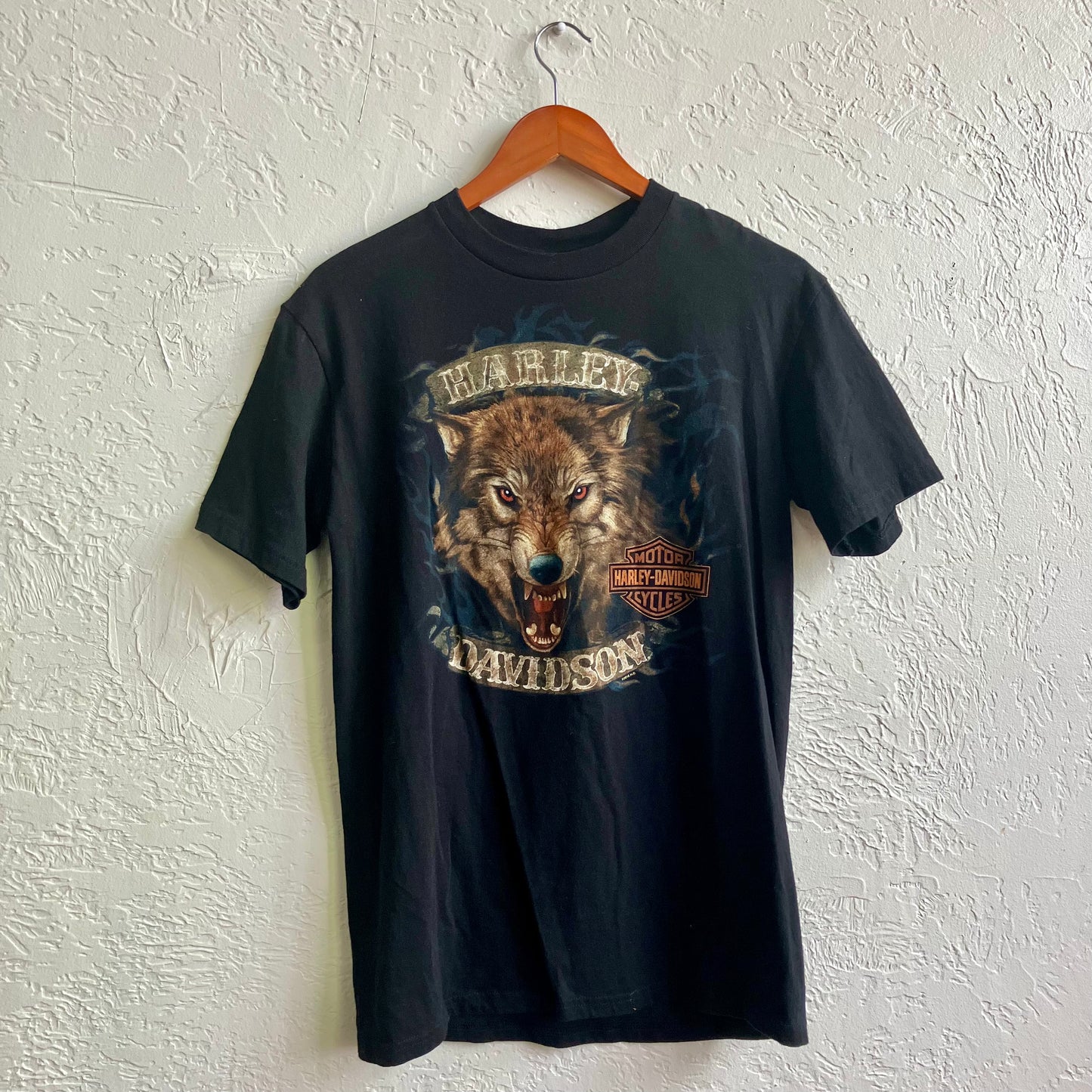 Vintage Wolf Black Harley Davidson Shirt | Medium