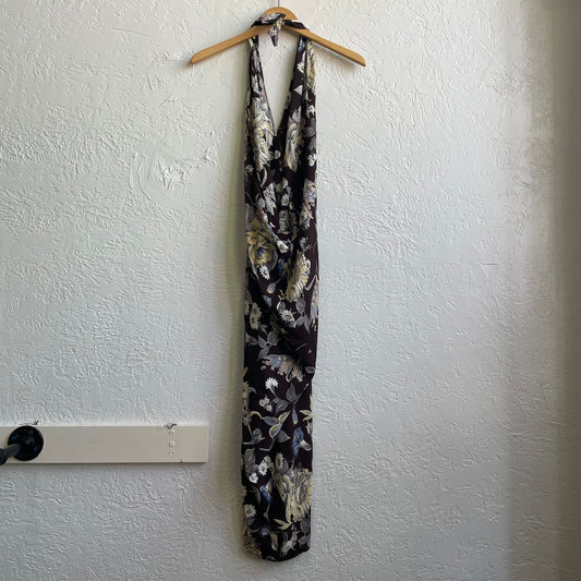 Brown Floral 90's Beach Dress | Small