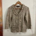 Y2K Cream Ruffle Knit Sweater | Medium
